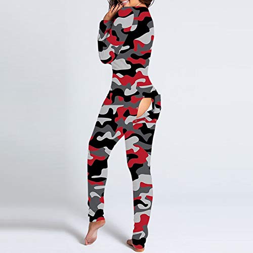 Macacão para mulheres dia dos namorados macacão funcional com aba abotoada para adultos pijama com b