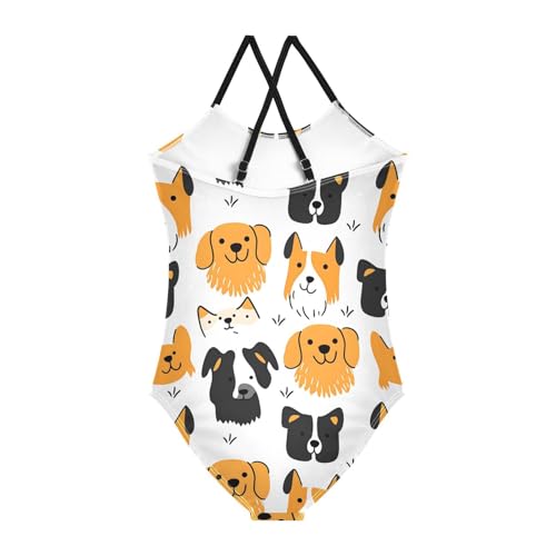 Cute Cartoon Dog Girls One Piece Swimsuits Summer Quick Dry Beach Bathing Suit2