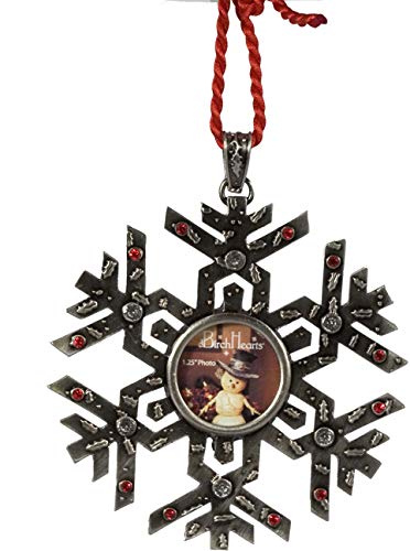 The BirchHearts Snowflake Ornament, 3 3/4", holds 1 1/4" Photo, #81014