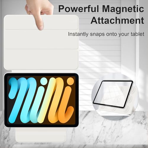 Dwopar Magnetic Case for iPad mini 7 A17 Pro, Slim Smart Folio for iPad mini 7th/6th Generation 8.3 Inch 2024/2021 Model, Lightweight Trifold Stand, Auto Sleep/Wake, Support Pencil Pro, White by Dwopar - Image 4