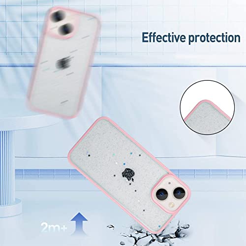 Image of MIDOS Silicone Back Cover Compatable With iPhone 13 Case For Girls Clear Transparent Star Bling Cute Sparkly Glitter Case For iPhone 13 (Pink)