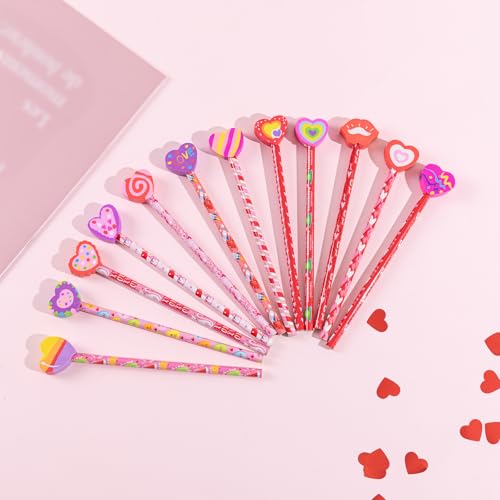 Lápices de grafito Valentine 24 piezas con borrador corazón miniatura 5