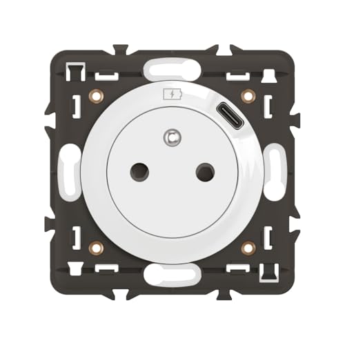 LEGRAND - Prise Electrique Murale avec Terre Céliane Surface avec Prise Chargeur USB 7,5W intégré - Prise Affleurante avec Socle Rétractable - À compléter avec une...