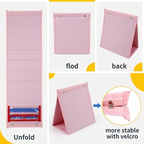 Image of PATPAT Flash Cards for Kids Visual Schedule Calendar Chart, 2 in 1 Foldable Autism Daily Chore Routine Chart with 96 Cards Montessori Learning Toys for 3+ Year Old Kids for Home School, Pink