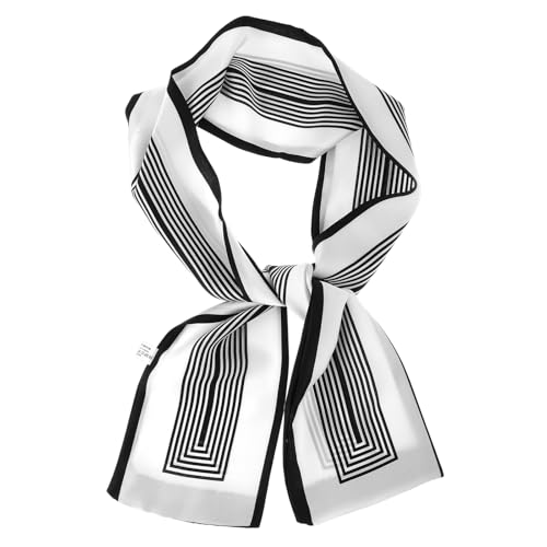 Neck Scarf For Women, Black and White Scarf, Purse Scarf For Handbags, Breathable Silk Satin Hair Scarf, Lightweight Neckerchief Headscarf Wrap For Handbags Accessories