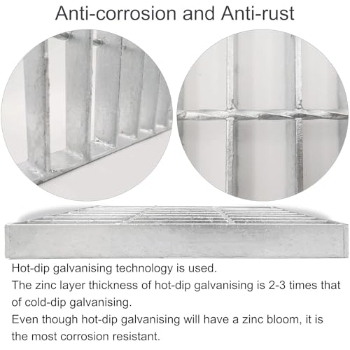 Image of Galvanized Steel Drain Grate, Driveway Channel Cover 9x9 in
