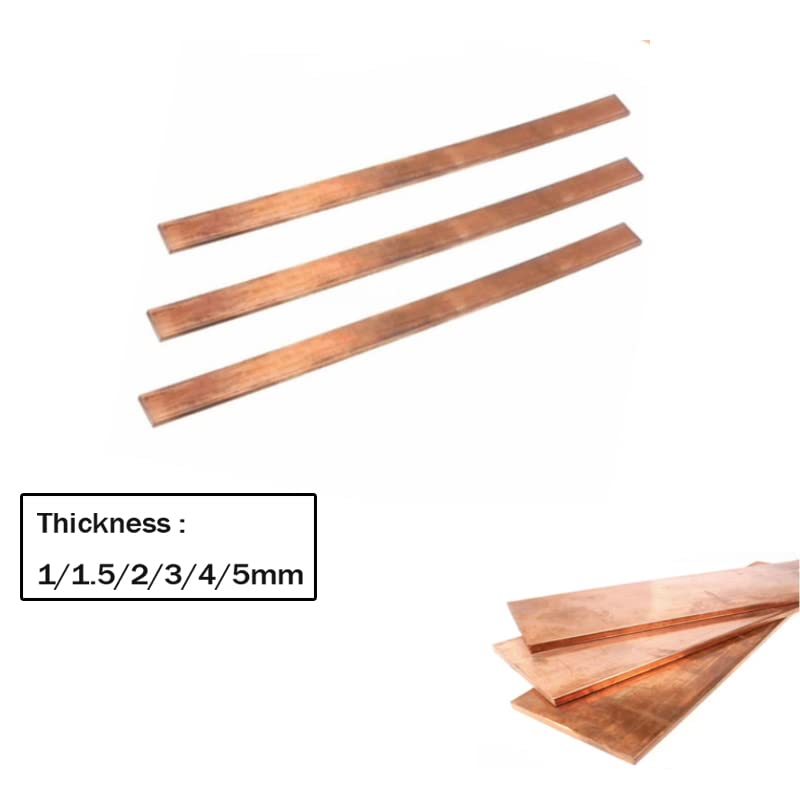 Pręt Metalowy T2, Płaski Pręt Z Czerwonej Miedzi, Grubość Blachy Miedzianej 99,95%, 1/1,5/2/3/4/5 Mm, Szerokość 15 Mm, Długość 250 Mm/1Pc/4 * 20 * 250Mm