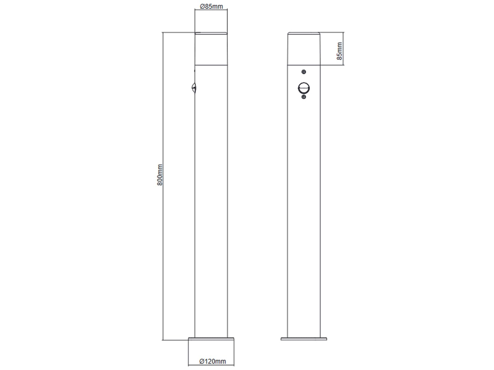 meineWunschleuchte Wege-Leuchte mit Bewegungsmelder Schwarz Rauchfarbig | mit E27 LED, Höhe 80cm, aus Aluminium, moderne Pollerleuchte, Schutzklasse IP44, für Wegbeleuchtung Garten Außen