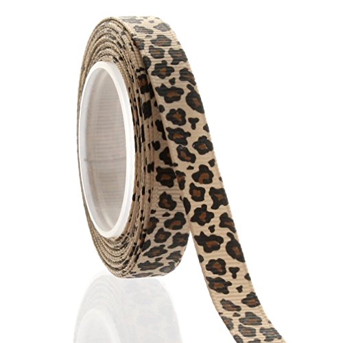 3/8 Tan Leopard Grosgrain Ribbon 5 Yard