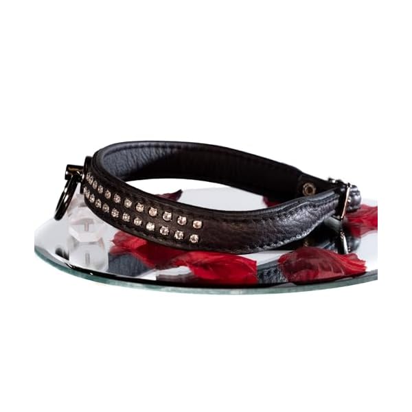 SiaLinda: Halsband echtes Elch Leder mit Strass schwarz 20mm breit – Bild 6