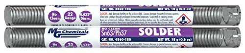 MG Chemicals - 4860-18G-2 63/37 No Clean (NC) Flux Core, Leaded Solder Wire Pocket Pack, 0.81mm/0.032