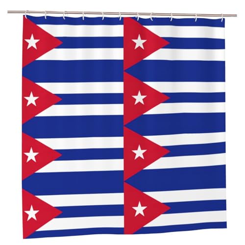 Rideau de douche drapeau cubain anti-moisissure avec oeillets robustes