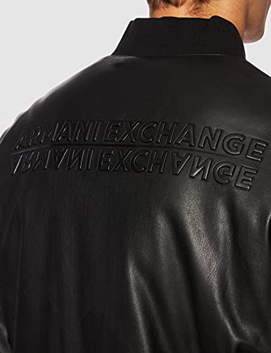 Image of Armani Exchange Men's Faux Leather Embossed Logo Bomber Jacket