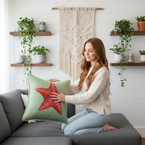 Image of Palm Stories Cushion Cover Set Decorative Pillow Cover & Throws for Living Room & Bedroom, Cushion Cover & Throws (Star)