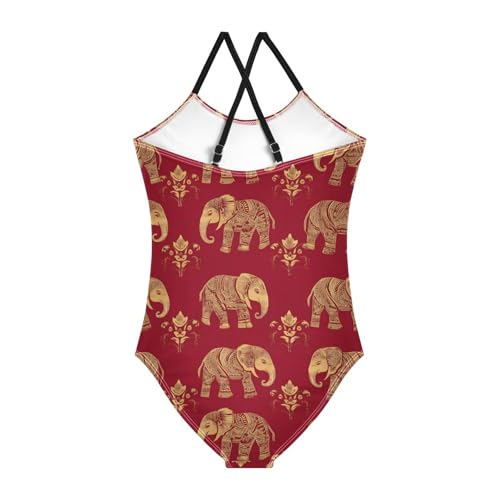 Elephant Pattern Girls One Piece Swimsuits Quick Dry Beach Swimwear Bathing Suit2