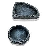 MUYYIKA Wasserschale Terrarium,Schildkröten zubehör,Reptilien Wasserschale, Futterschale,Terrarium Trinkschale, Wassernapf, Schale,Zubehör für Schlange, Schildkröte, Gecko (Rund + Quadratisch)