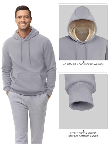 EKLENTSON Hoodies for Men Fleece Pullover Heavyweight Winter Warm Sweatshirts Sherpa Lined Hoodie with Kanga Pocket3