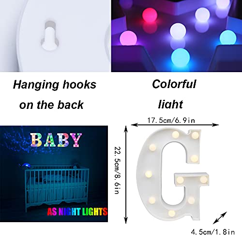 Image of LED Marquee Letter Lights, 18 Colors Changing Light Up Letters with Remote, RGB Alphabet Letters Sign for Girls Boys Gift Birthday Party Night Light Bedroom Wedding Christmas Decor-Colorful G