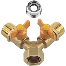 Brass Washing Machine Water Splitter, Laundry Sink Y Wye Water Splitter Valve, Female G1/2" to G3/4", G1/2" Male