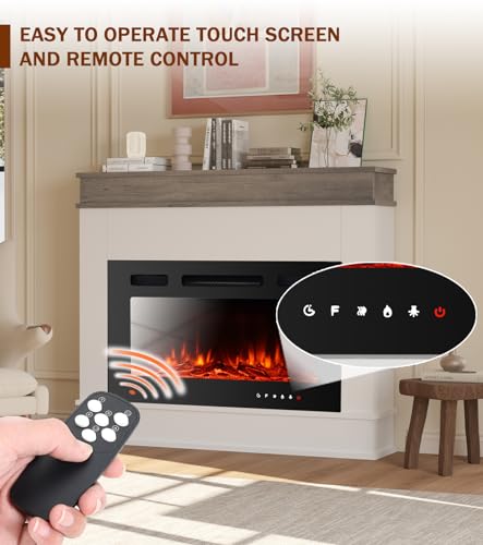 MachenFlame Electric Fireplace with mantel, Freestanding Fireplace Heater. - Image 3