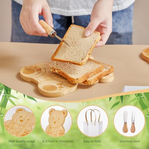 55Pcs Baby Shower Prizes for Game Winners 6 Sets Bear Shaped Cheese Board Gift with Spoons Butter Spreaders Gift Bags Kitchen Towels Bridal Shower Party Favors for Guests (Bear Shaped, 6 Sets)