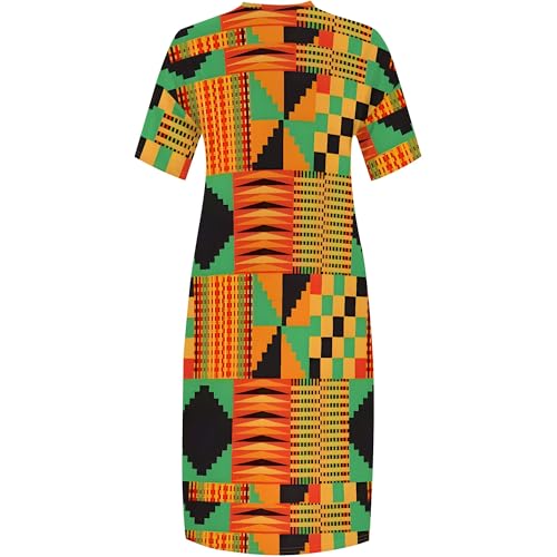 Image of Plus Size Maxi Tshirt Dresses for Curvy Women African Print American Dress Summer Outfits Casual Loose Sundresses with Pocket