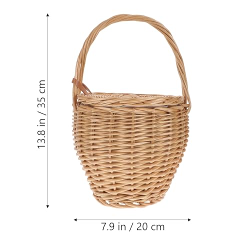 Bolso Tote de Hombro Redondo en Mimbre con Asa y Tapa miniatura 2