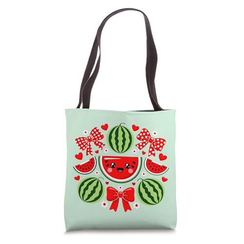 Cute Graphic Style Coquette Bow Watermelon Summer Vacation Tote Bag