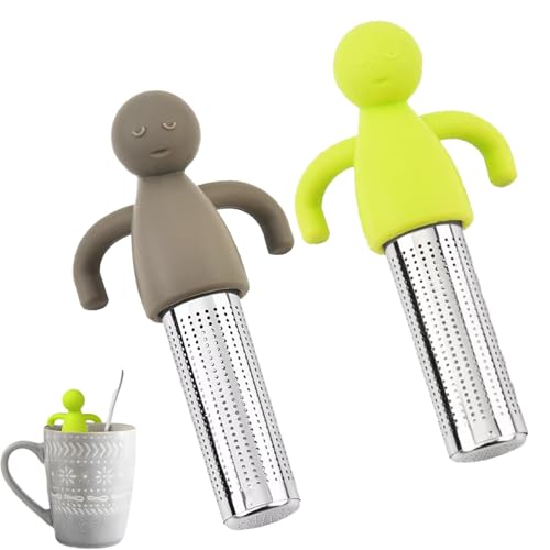2 Pcs Loose Tea Infuser, Stainless Steel Tea Strainer for Loose Leaf Tea, Tea Infuser for Teapots, Cups, and Mugs（Brown, Green）