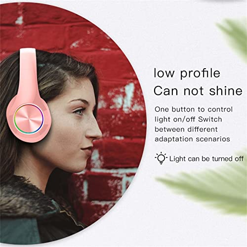Wireless Bluetooth Headset Color Led Light Gaming Headset Stereo Headset With Mp3 Player Microphone Headset Sr850 (Pink, One Size) #TOP6
