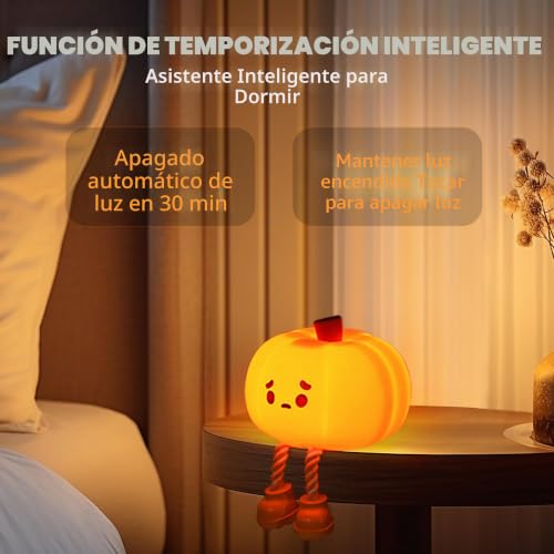 Luz noturna de abóbora LED, candeeiro táctil recarregável de silicone, decoração divertida de secretária e escritório para crianças