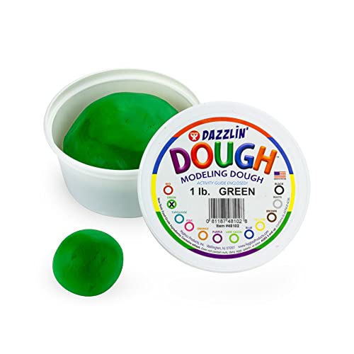 Hygloss Products Kids Unscented Dazzlin’ Modeling Play Dough, 1lb, Green, 1 Piece