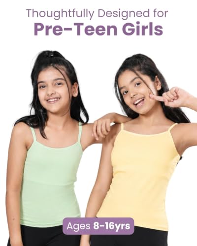 Image of Lily Chic Lightly Padded Camisole for Girls | Ages 8-16 Years | Soft Cotton Slips | Covers Developing Nipple Buds | Perfect Under Uniforms & Tops | Pack of 2