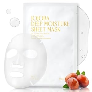 Jojoba Deep Moisture Sheet Masks (5EA), Jojoba Oil and Hyaluronic Acid, Soothing for Dry and Sensitive Skin, Vegan Fabric, Korean Skincare