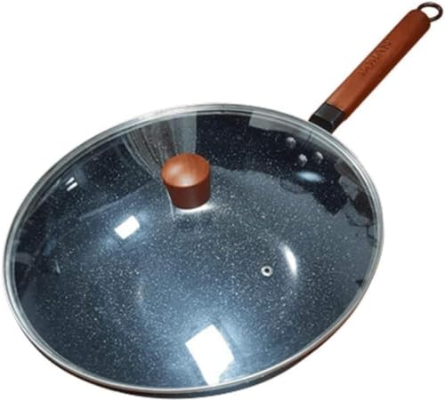Wok de acero inoxidable antiadherente con tapa de vidrio