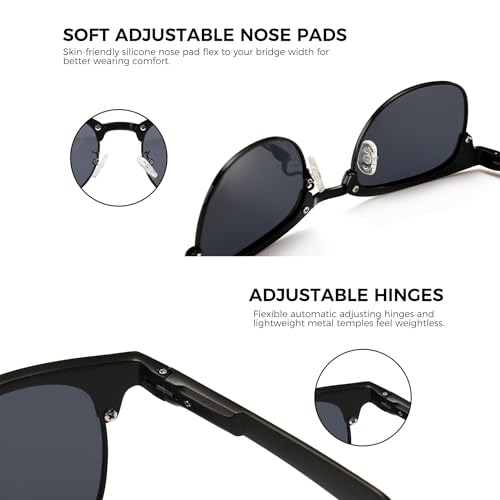 Image of SUNGAIT Polarized Sunglasses for Men and Women, Classic Half-Frame Retro Shades for Driving, Travel, and Outdoor Activities