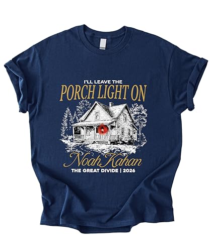 Porch Light On Folk Indie Music Fan Shirt Vintage Cabin Tour 2026 Concert Women Gift Top Songwrit(-Navy-Youth Large)