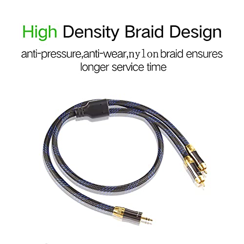Cable audio 3,5 mm a 2 RCA dual blindado para conectar el móvil al hogar 5