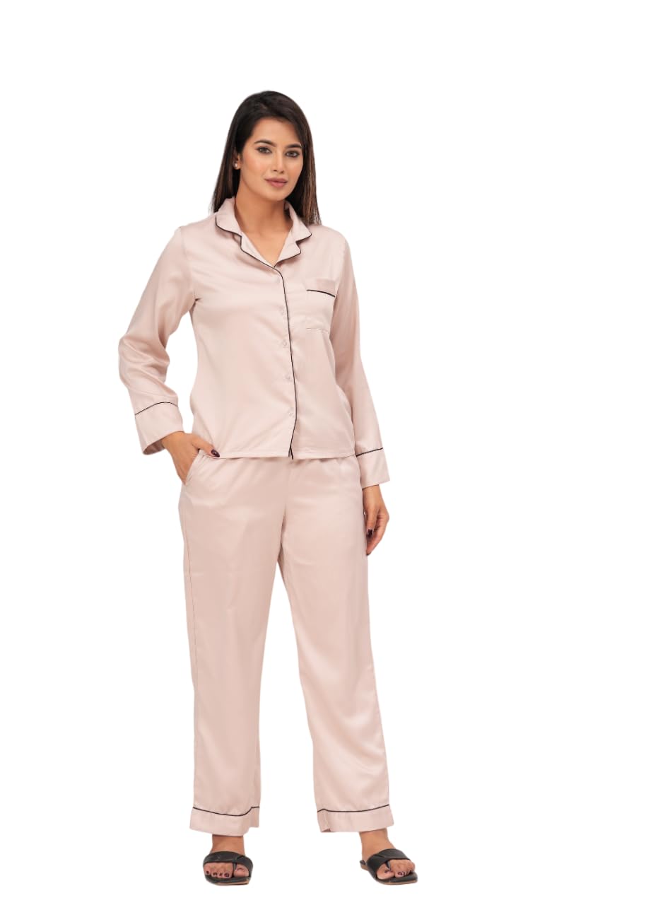 range forever Women Satin Solid Night Suit - Rose Gold-picture-31
