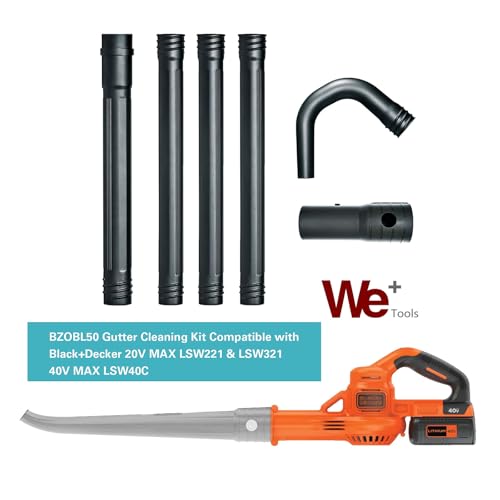 WETOOLPLUS Gutter Clean Attachment for Blower Compatible with Black+Decker Cordless Leaf Blower/Lawn Sweeper 20V MAX LSW221 / LSW321 and 40V MAX LSW40C (for Black Decker, Cordless Leaf Blower)