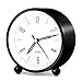 HeQiao Silent 4 Inch Metal Table Alarm Clock with Night Light (Bright Black)