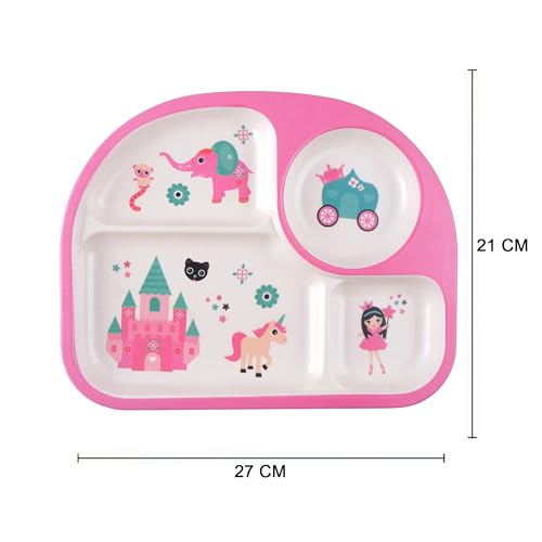 Image of Bamboo Kids Feeding Set of 5| Kids Crockery Set Tableware |Baby Utensils and Dishes Set | Eco-Friendly |Organic & Natural (Princess' Castle)