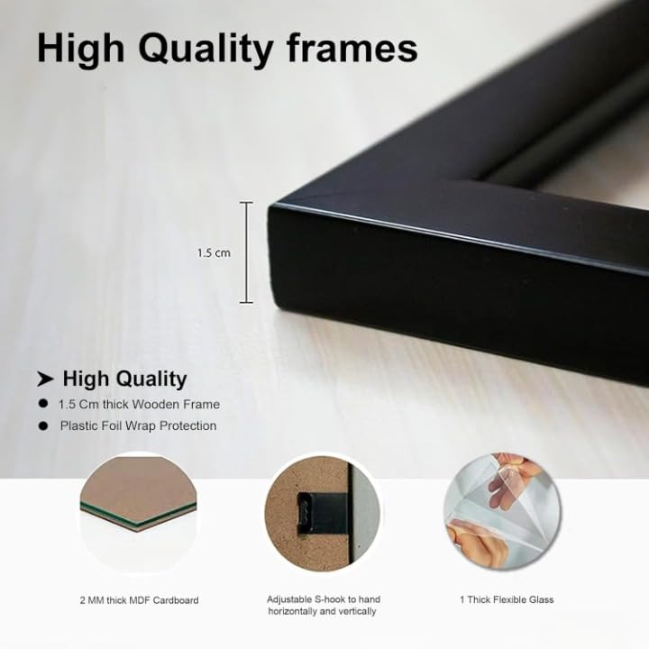 Image of A4 Size Photo Frames - Wall & Tabletop Display, Lightweight Black Frame Khali Frame /A4 Size, 9X12inches (4, White)