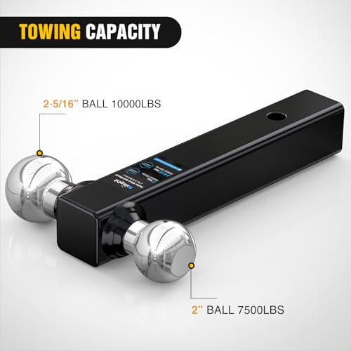 Image of Nilight Trailer Hitch Ball Mount, 2 Inch, 2-5 /16 Inch Balls, Fits 2 Inch Square Receiver, 10,000 lbs
