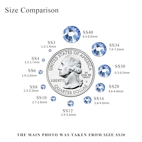 Image of 1440PCS SS3 Crystal Glass Flatback Rhinestones, Round Flat Back Crystal Gems for Nail Art and Craft Clothes, Glue Fix Diamond Stones Light Blue (1.3-1.4mm)