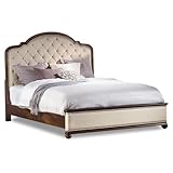Hooker Furniture Leesburg Upholstered Queen Bed with Wood Rails in Mahogany
