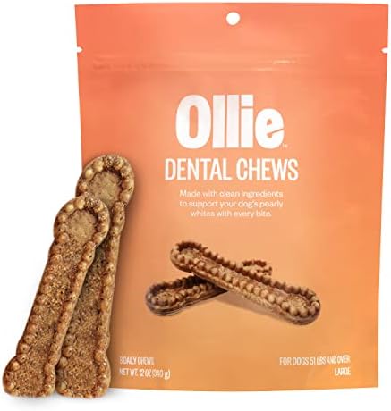 Ollie Dental Chews for Dogs Large- Dog Breath Treats - Dog Teeth Cleaning Treat - Dental Sticks for Dogs - Fresh Breath for Dogs - Dog Dental Chews - Dog Dental Care - 12 Oz.