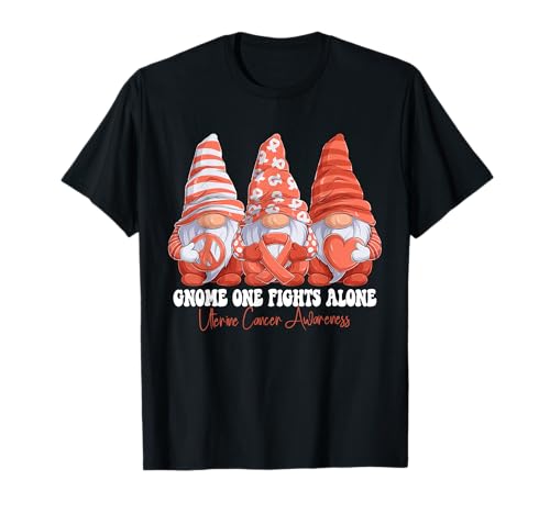 Apoyo a los gnomos de cinta de melocotón para el mes de concienciación sobre el cáncer uterino Camiseta