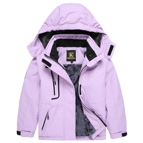 Keevoom Kid's Waterproof Coat Fleece Snowboarding Jackets with Detachable Hood...
