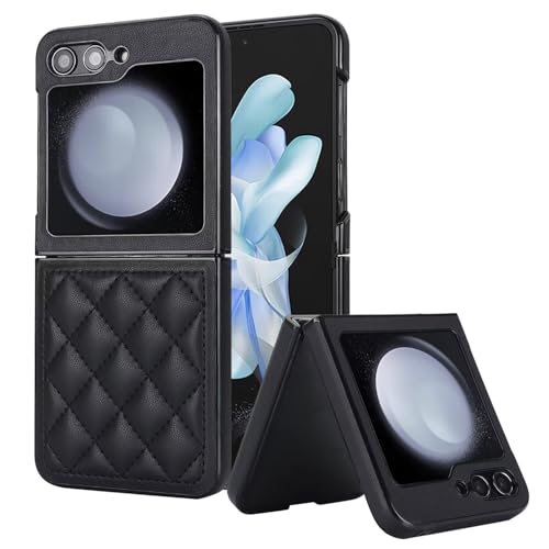 Coque Samsung Galaxy Z Flip 5 en cuir PU noir antichoc avec support
